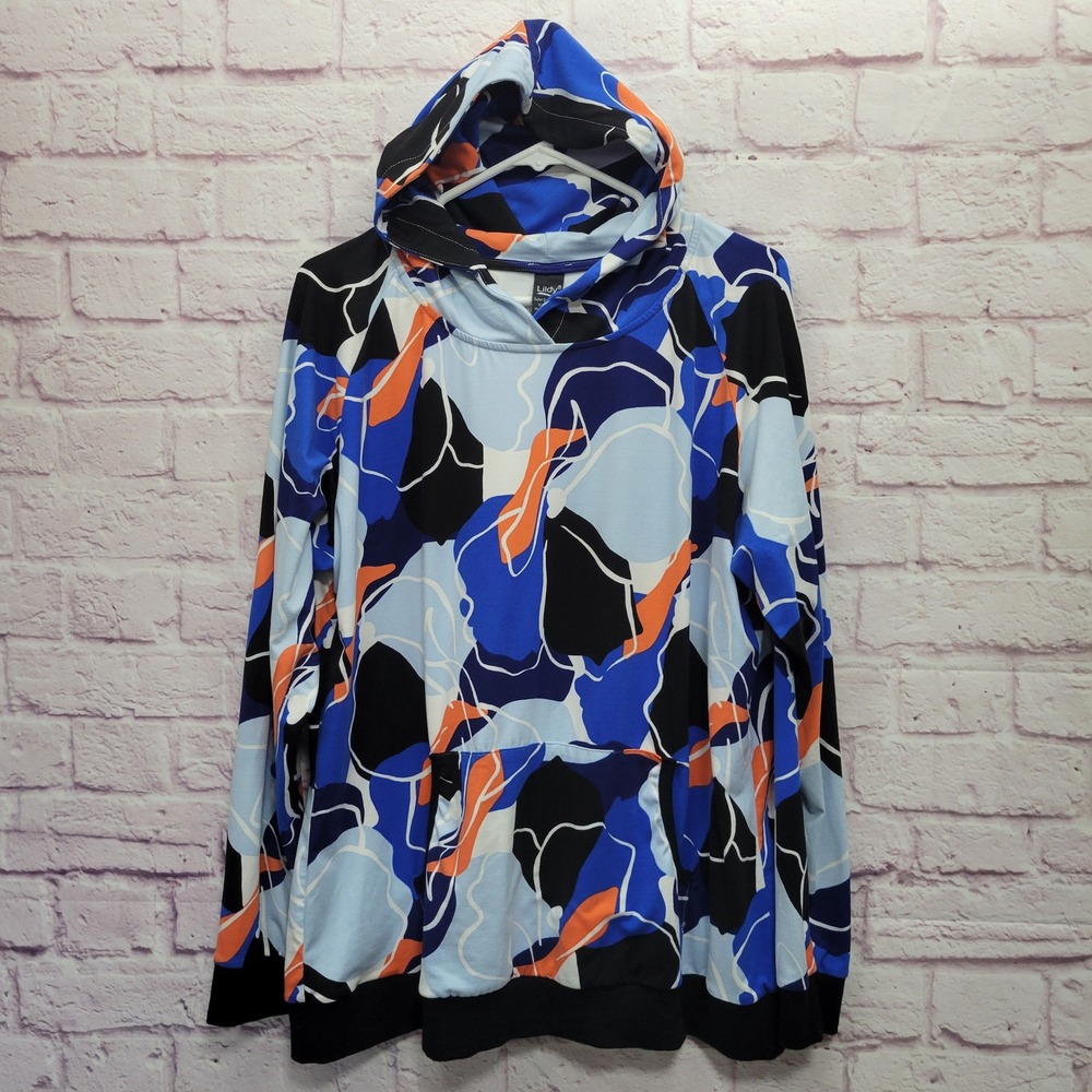 Lildy‎ Supersoft Abstract Floral Hoodie Sweatshirt L/XL Comfy Cozy Activewear